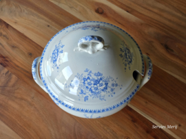 Societe Ceramique Anna licht blauw  hoge dekschaal terrine | soepterrine