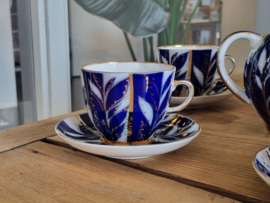 Lomonosov blauw Winternight Koffieservies 6-persoons
