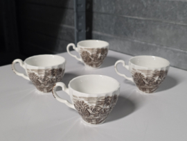 Engels bruin Johnson Brothers Mill Stream set 4x espresso kopje zonder schotel