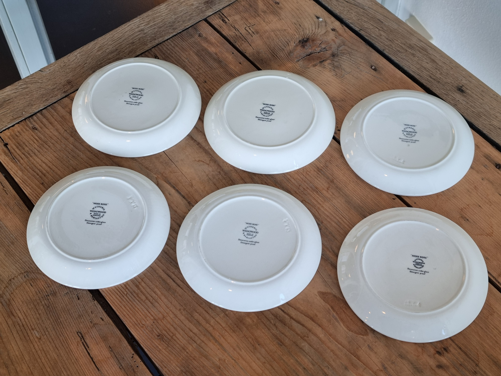 Wedgwood Moss Rose set 6x bordje met opstaande rand 15,5 cm