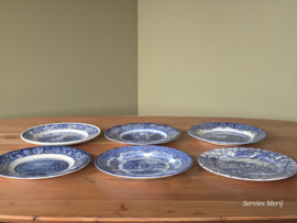 Engels blauw Mix & Match Set 6x dinerbord 25 - 25,5 cm