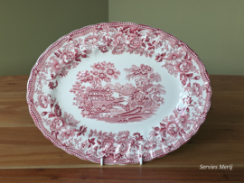 Engels rood Myott Tonquin ovale schaal 31,5 cm