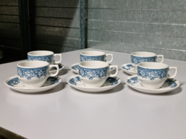 Villeroy en Boch Balmoral petrol set 6x Kop en schotel