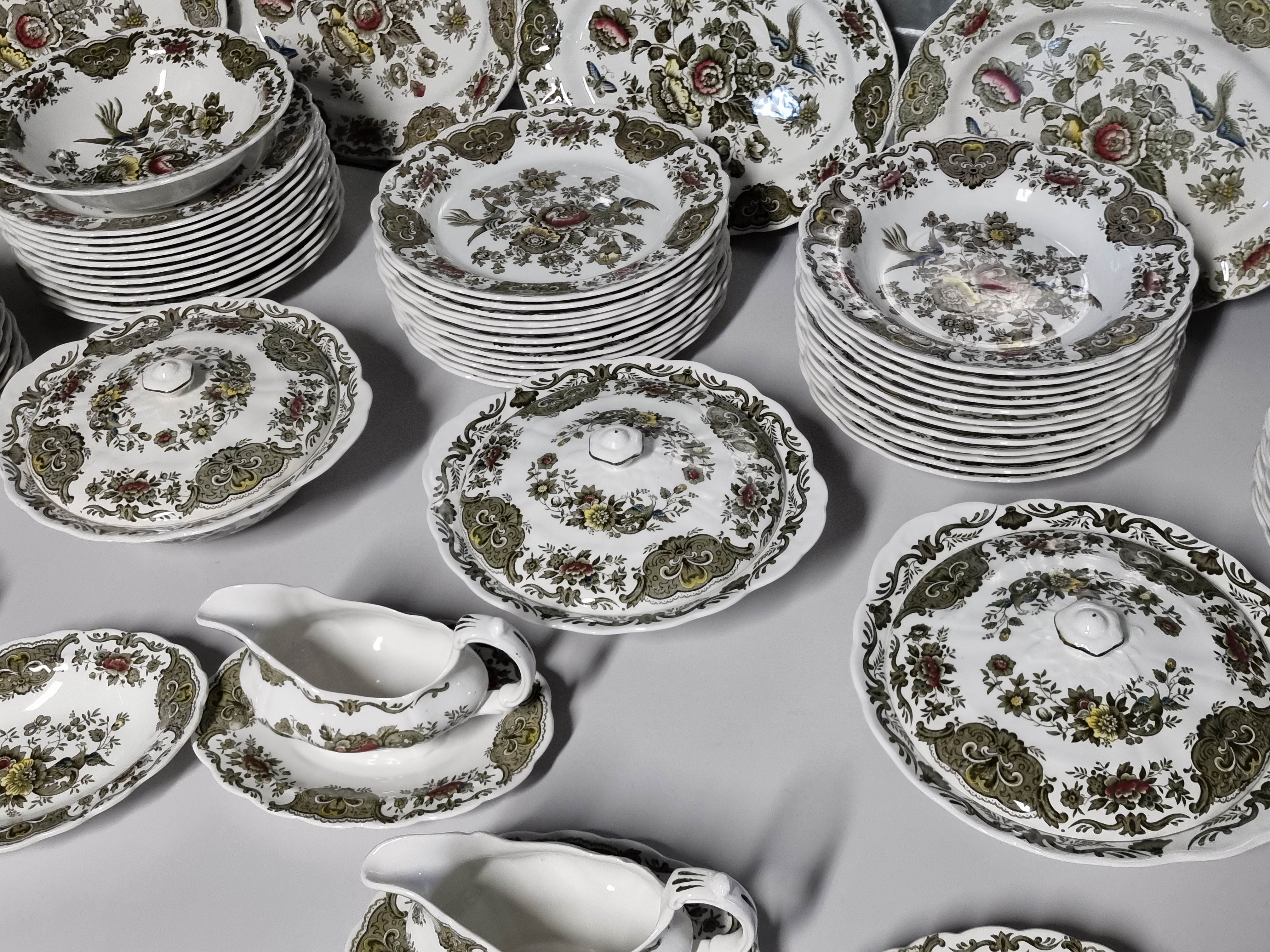 Engels Ridgway Windsor groen gekleurd compleet eetservies 24 personen