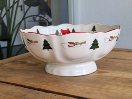 Engels Mason's Christmas Village 1983 Kerstservies Serveerschaal op voet  26,5 cm