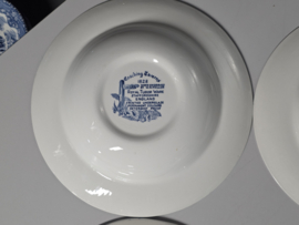 Engels blauw Mix & Match Set 6x diepe borden 22 - 22,5 cm