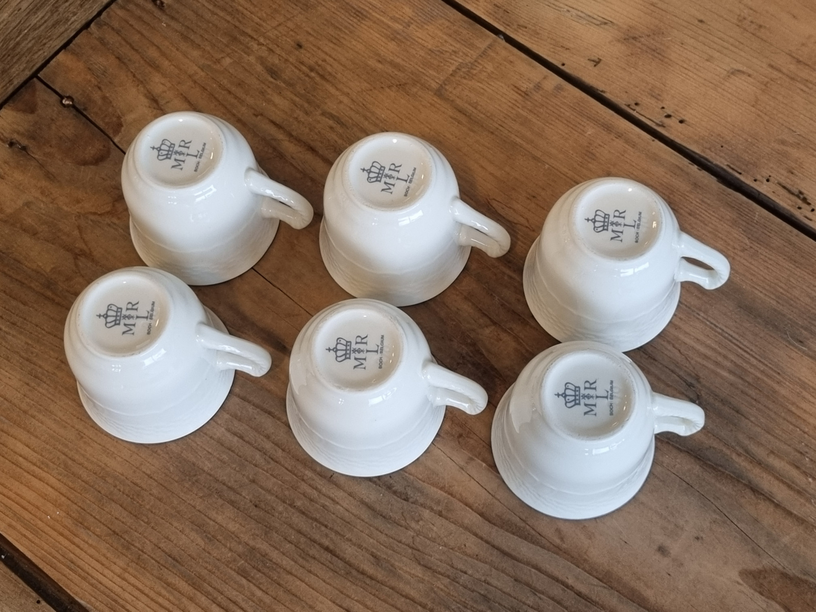 Boch Belgium MRL wit/blauw set 6x Espresso Kop en schotel