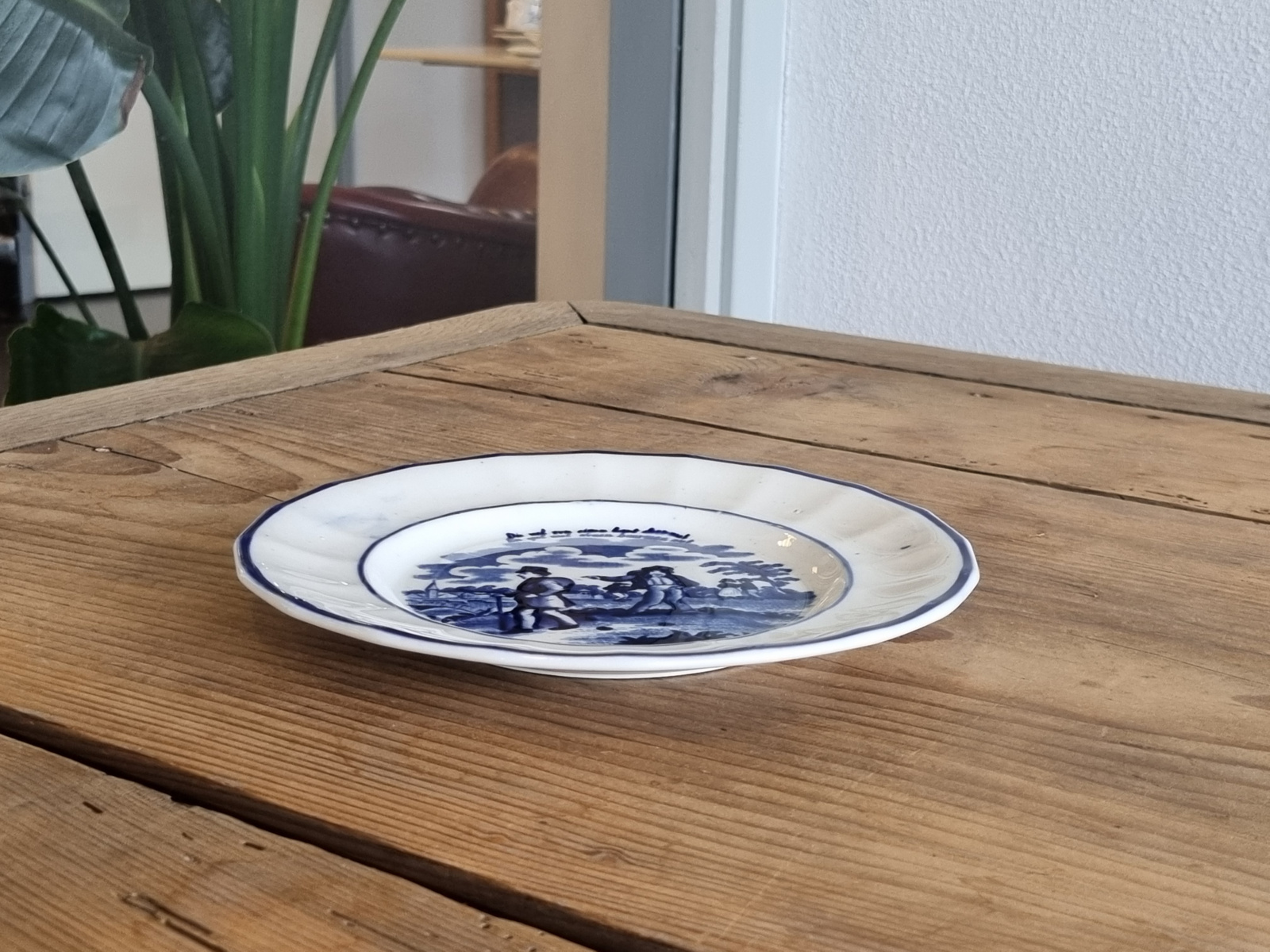 Petrus Regout blauw bord J. Cats 17,5 cm
