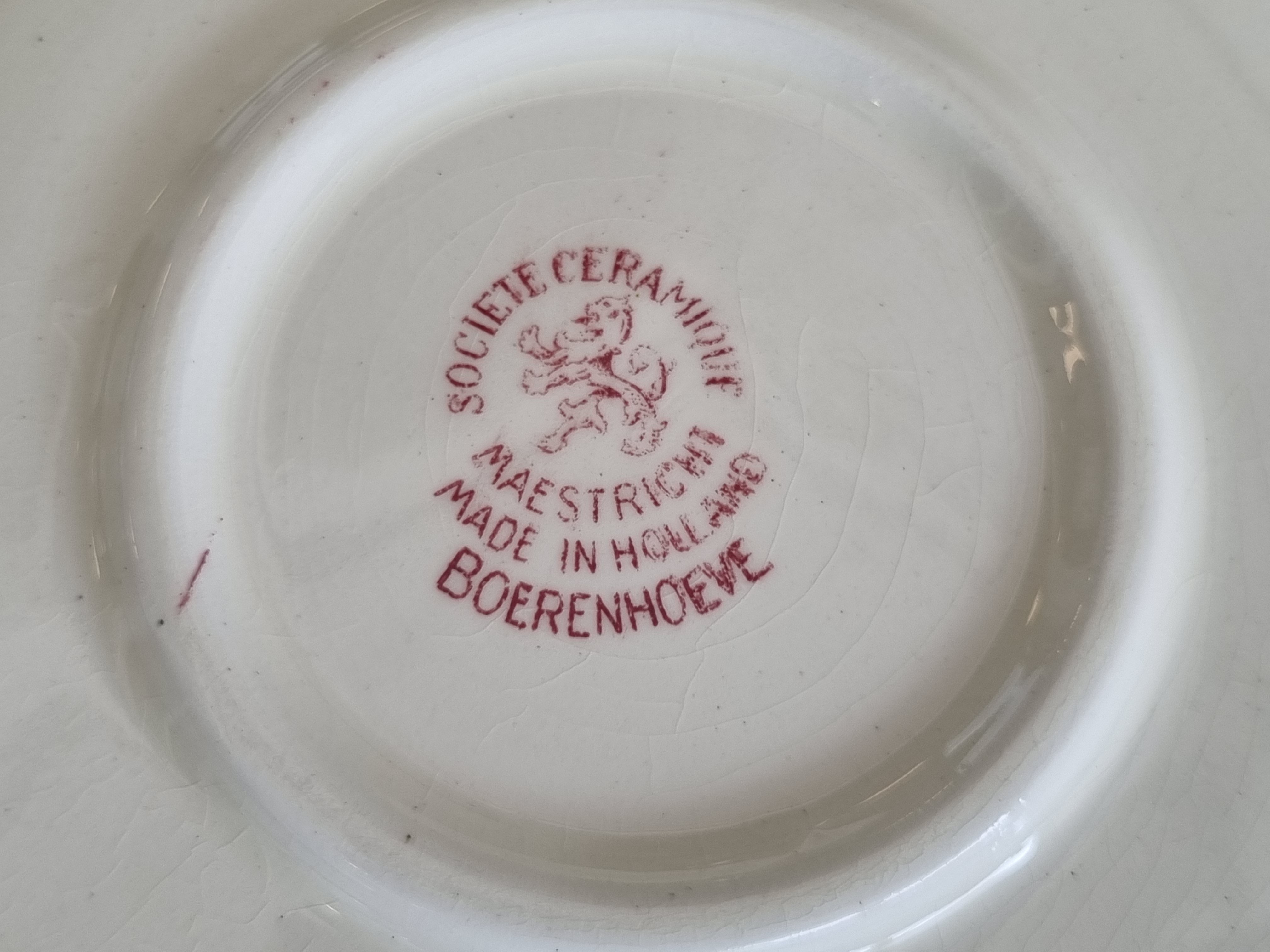 Boerenhoeve Rood Societe Ceramique gebaksbordje 15 cm