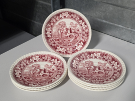 Engels Copeland Spode's Tower rood set 8x espresso kop en schotel