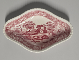 Engels Copeland Spode's Tower rood ruitvormig schaaltje 23,5 cm