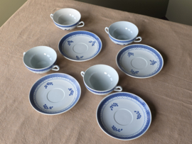 Royal Copenhagen Tranquebar Trankebar set 4x soepkom met schotel (craquelee)