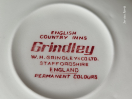 Engels rood Grindley Country Inns Koffie kopje met schotel (bloem binnenkant)