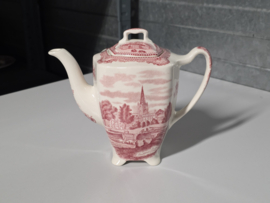 Engels rood Johnson Bros Old Britain Castles mini koffiepotje 13 cm