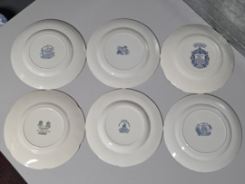 Engels blauw Mix & Match Set 6x dinerbord 25 - 25,5 cm