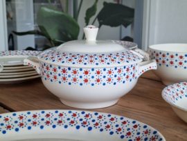 Nimy Belgium rood blauw stipje compleet vintage Kinderservies