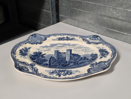 Engels blauw Johnson Bros Old Britain Castles rechthoekige schaal 39 cm