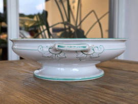 Petrus Regout Wellington Groene Rand ronde schaal met greepjes 24 cm