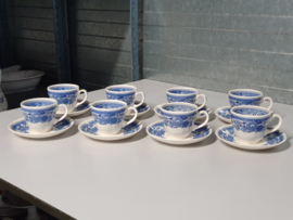 Villeroy en Boch Burgenland blauw set 8x Koffie Kop en schotel