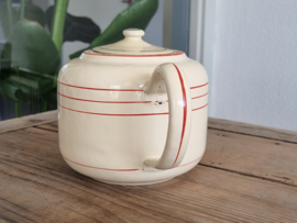 Emaille Vintage Theepotje 0.9 liter met art-deco print