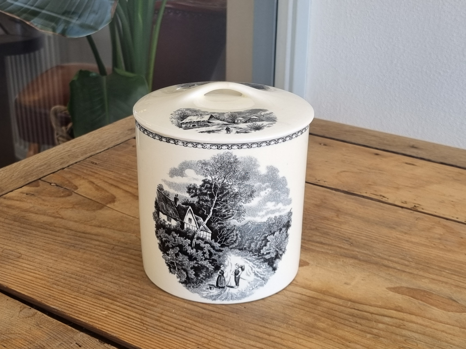 Landschap Zwart Societe Beschuitbus Voorraadpot