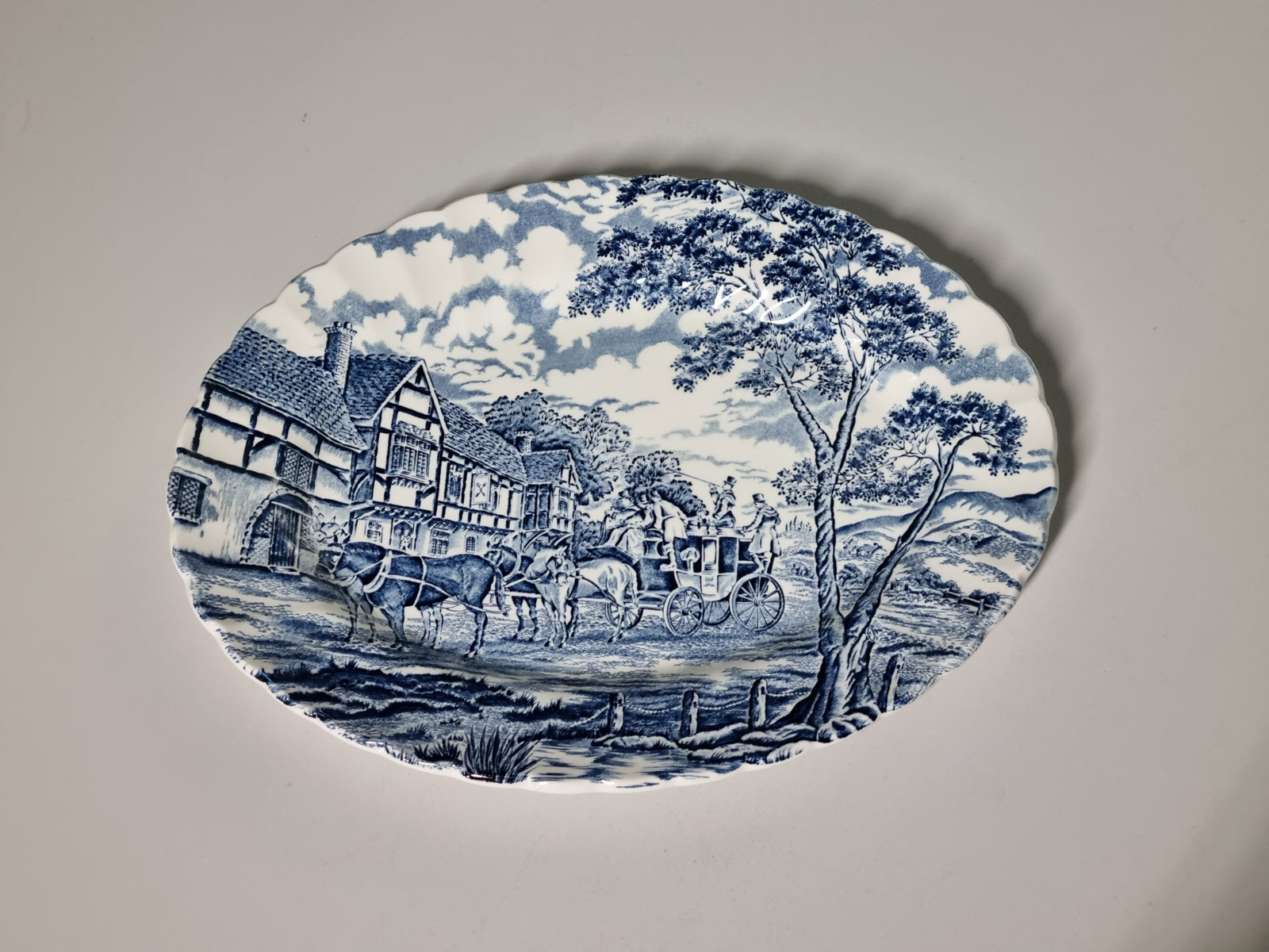 Engels blauw Myott Royal Mail ovale serveerschaal 29 cm