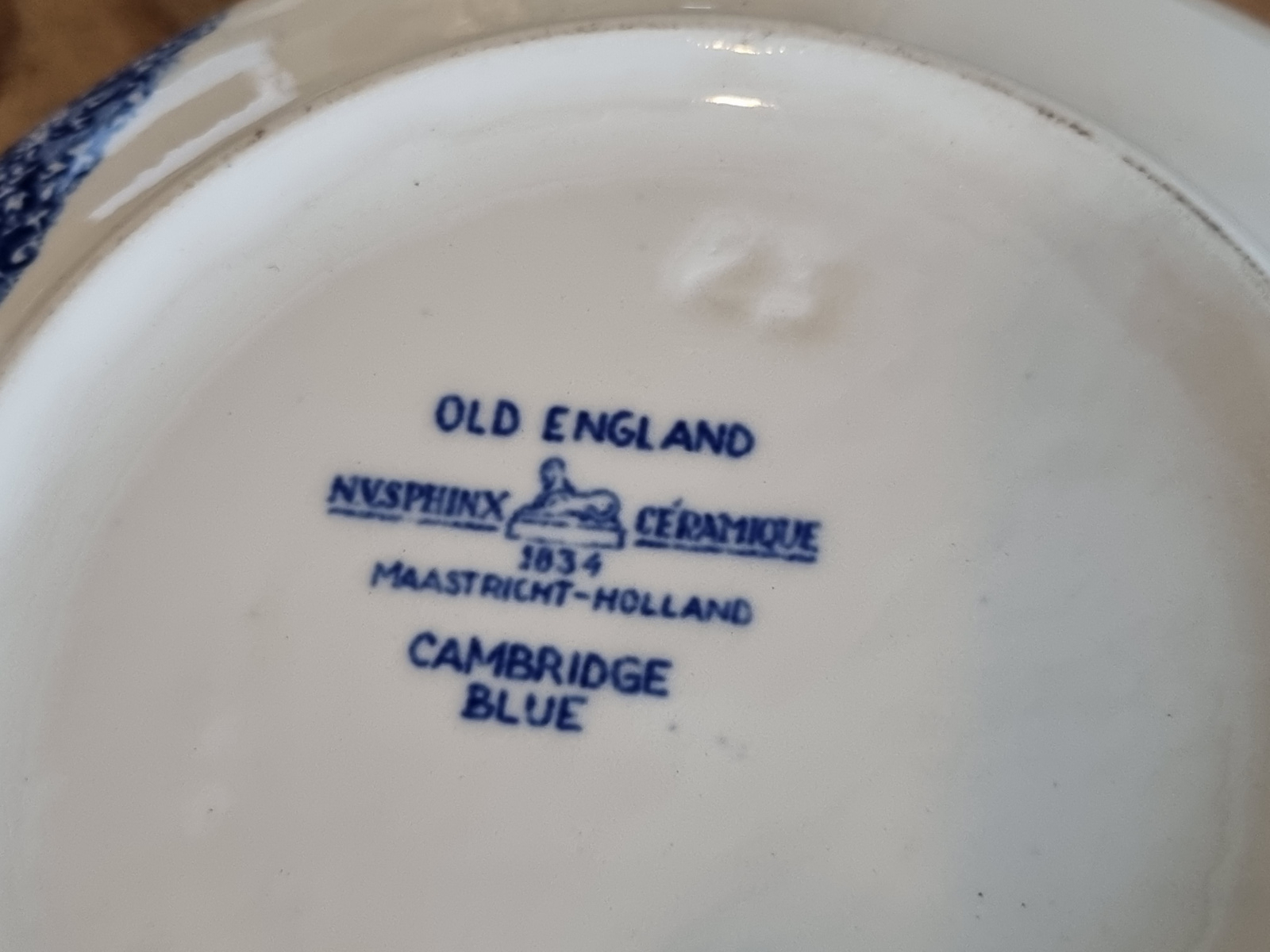 Regout Castillo Old England blauw hoge ronde schaal 22,5 cm