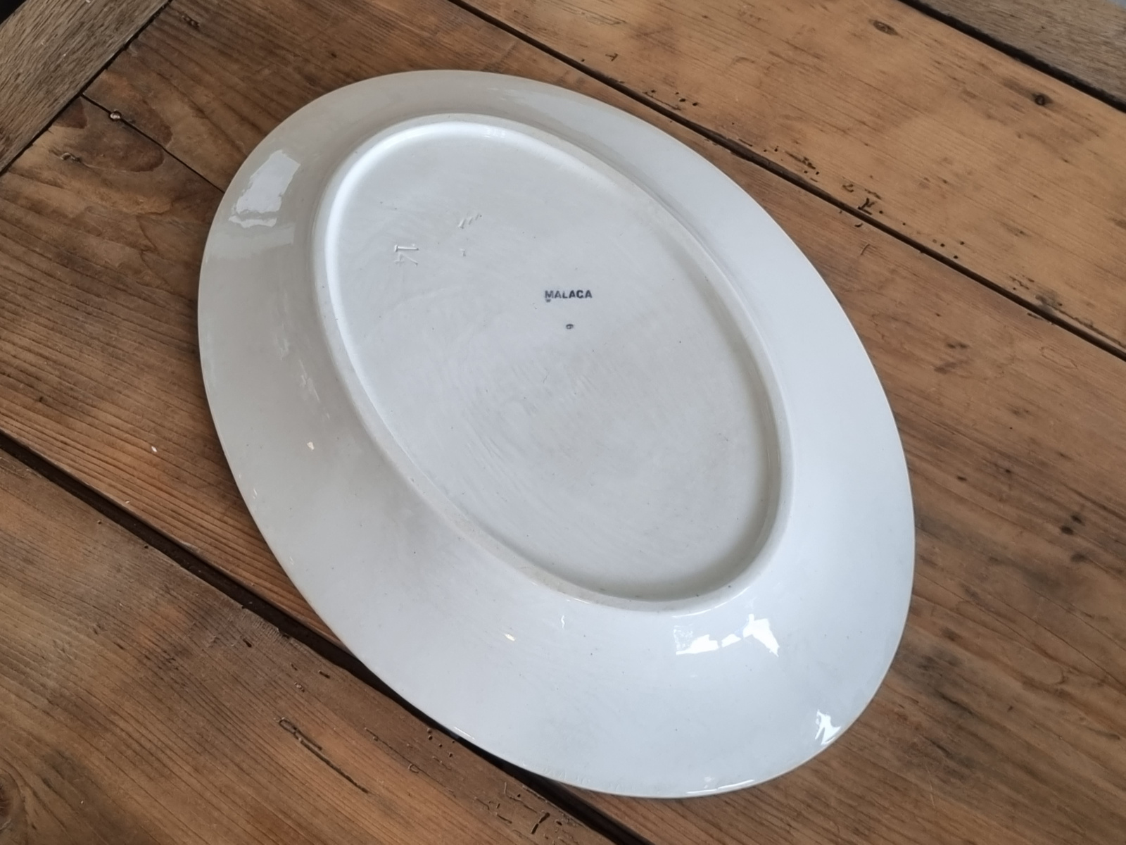 Petrus Regout Malaga blauw grote ovale schaal 40 cm