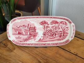Regout Castillo Old England rood schaal 33 cm met greepjes (rechthoekig)