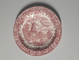 Engels rood 17th Century England Royal Tudor Ware Staffordshire diep bord 25,5 cm (molen)