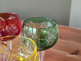 Boheems Kristal Glas set (3) van 6x op hoge voet 18,5 cm alle kleuren