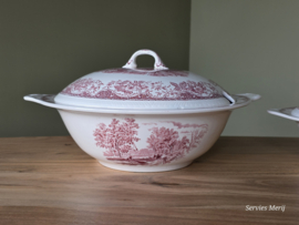 Engels rood Olde England Royal Tudor Ware Set 2x dekschaal