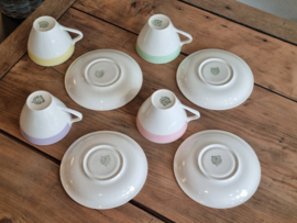 Vintage Boch pastel set 4x Kop en schotel (1)