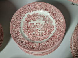 Engels rood Ironstone EIT Ltd England serviesset 12 personen (kasteel)