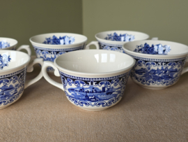 Regout Castillo Old England blauw set 6x los Kopje (bloem binnenin met puntoortje)