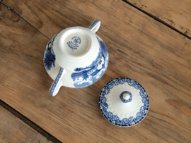 Boerenhoeve blauw Societe Ceramique met goudluster Suikerpot
