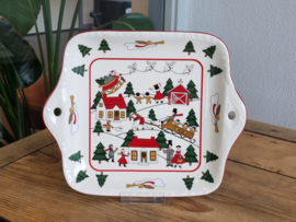 Engels Mason's Christmas Village 1983 Kerstservies Serveerschaal (vierkant)