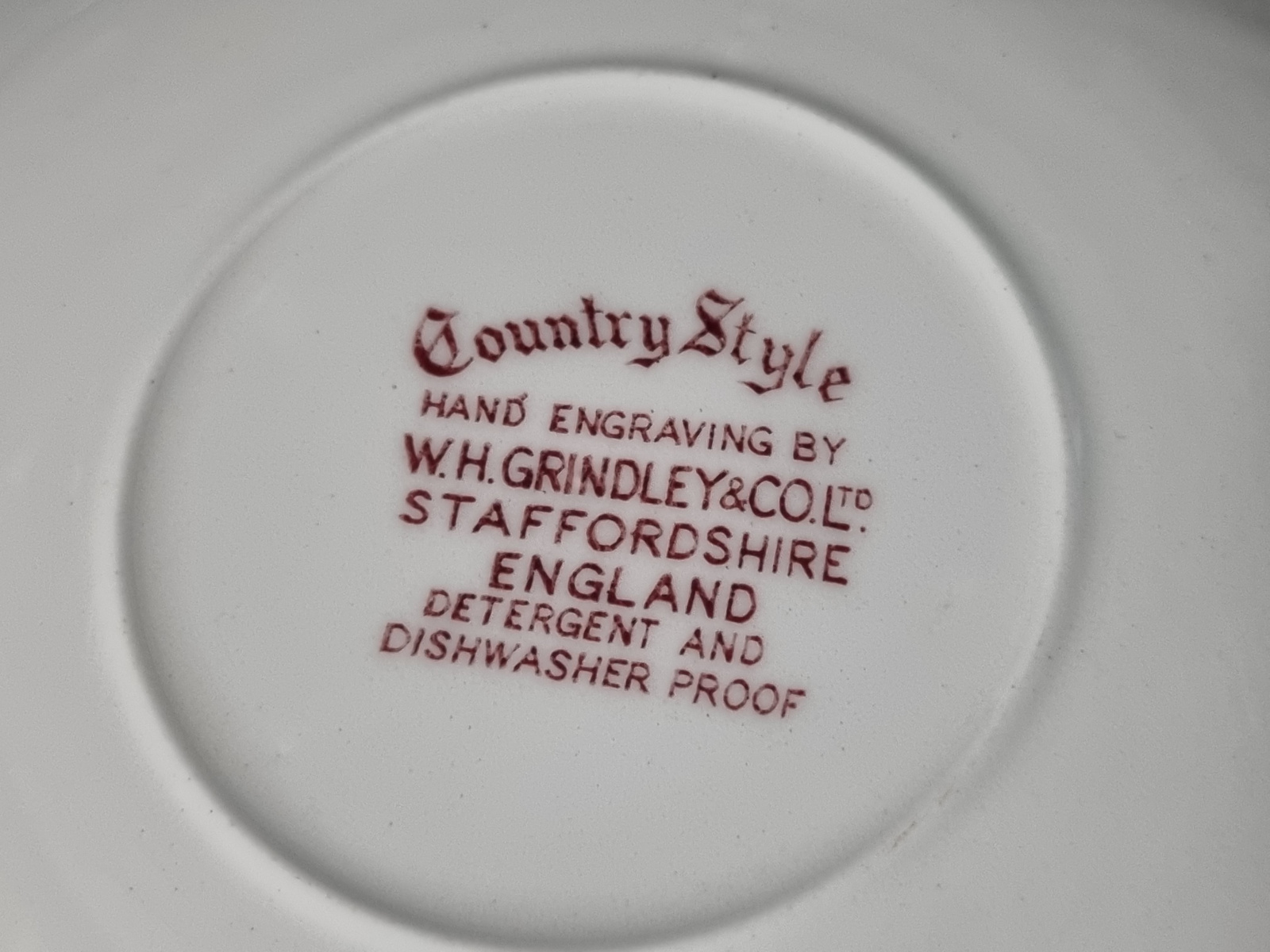 Engels rood Country Style set 6x soepkom met schotel
