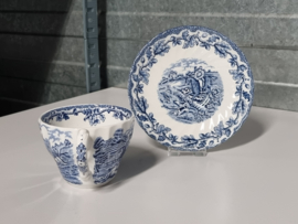 Engels blauw Jachtservies Myott's Country Life set 6x Kop en schotel
