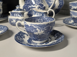Engels blauw Enoch Wedgwood Woodland koffieservies theeservies 6 personen