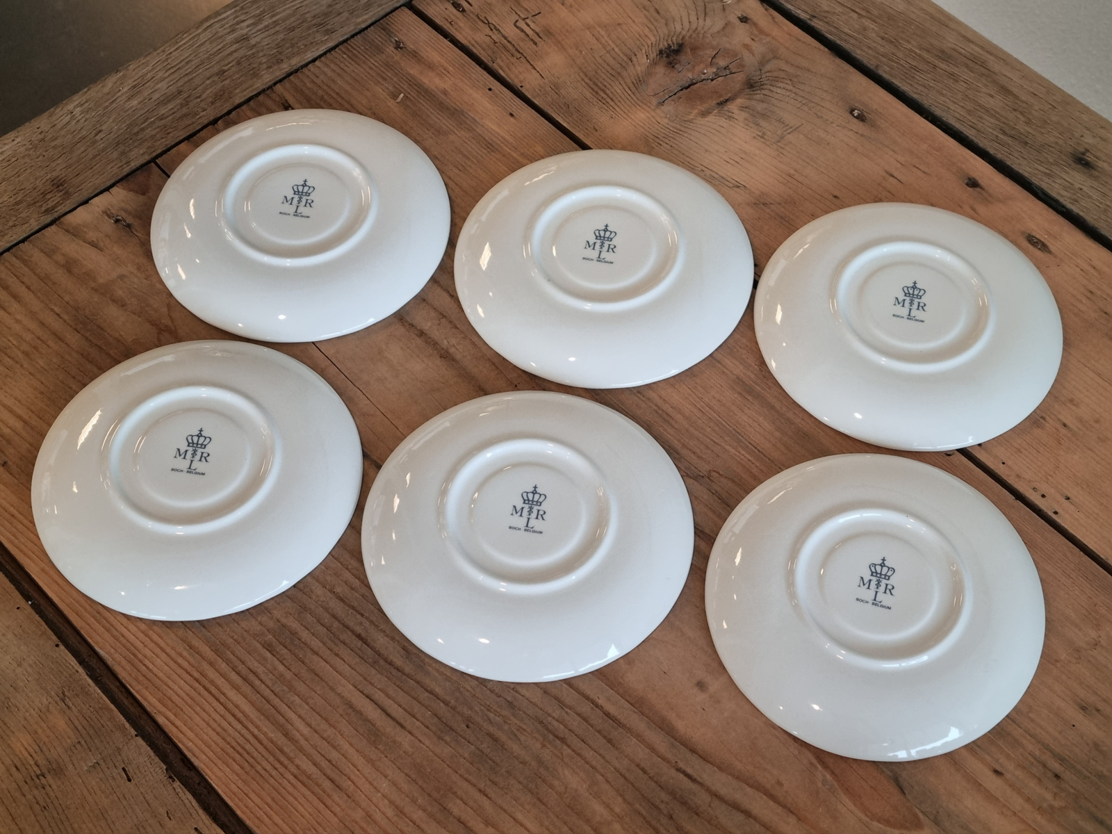 Boch Belgium MRL wit/blauw set 6x Espresso Kop en schotel