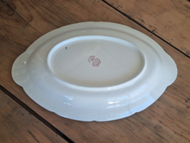 Boerenhoeve Rood Societe Ceramique hoge ovale schaal met greepjes 38 cm