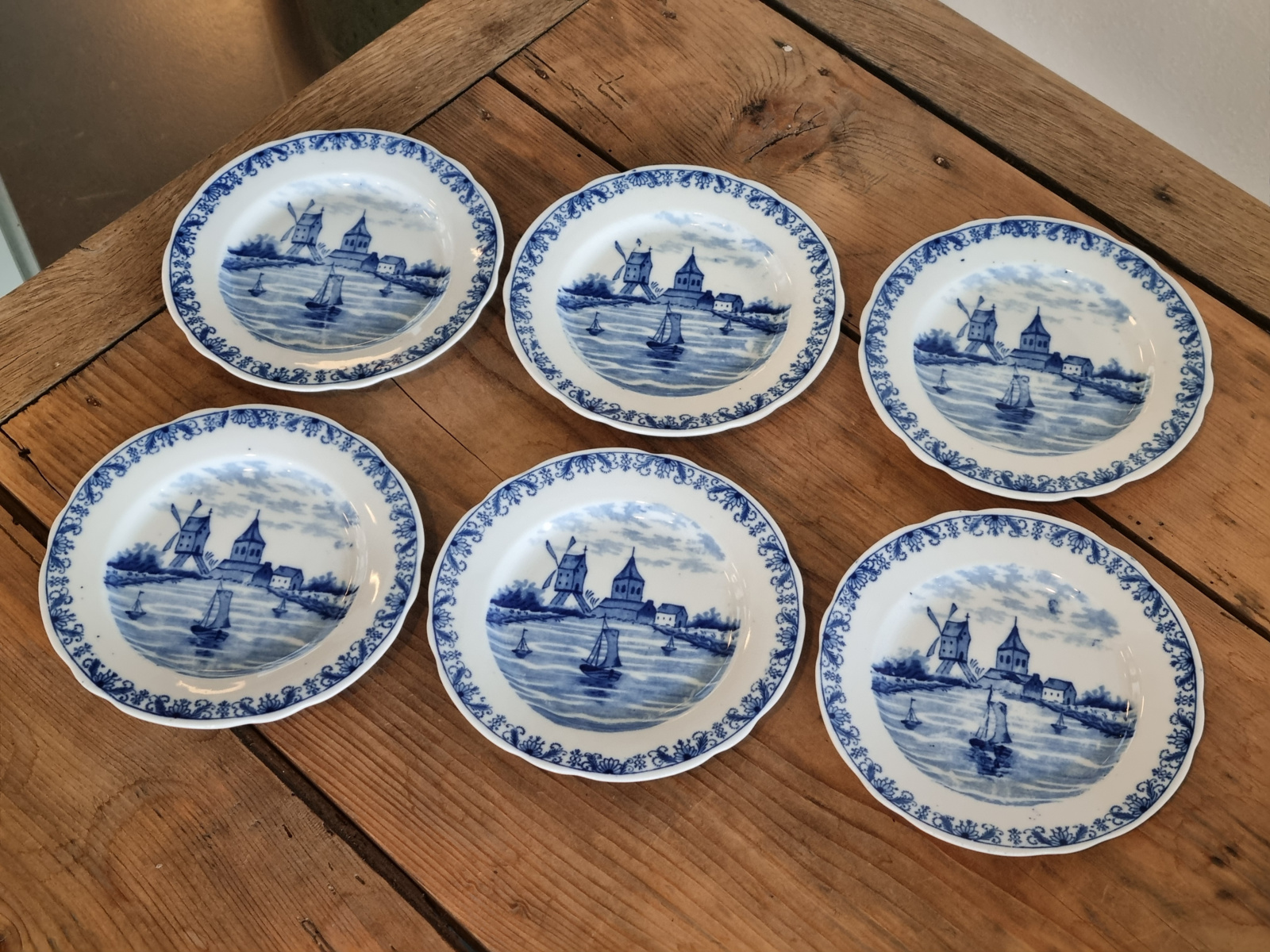 Bootjes Regout model Zwiebelmuster set 6x bordje 15,5 cm
