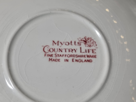 Engels rood Myott's Country Life set 6x Soepkom met schotel