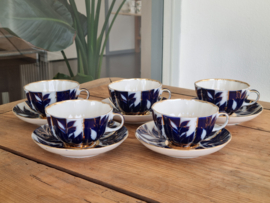 Lomonosov blauw Winternight set 5x Thee Kop en schotel