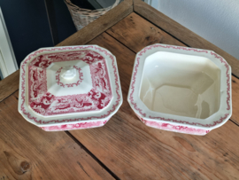 Victoria Rood Societe Ceramique Set 2x Dekschaal en Groenteschaal (ondergrondkleur wit)