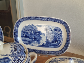 Regout Old England Castillo blauw complete dinerset 8 personen (hoekig model)