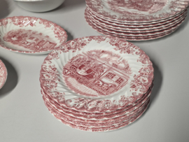 Engels rood Coaching Scenes Eetservies 8-persoons