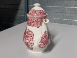 Engels rood Coaching Taverns Royal Tudor Ware Staffordshire Koffie Theepot