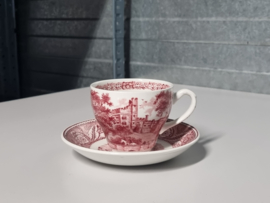 Engels rood Wood & Sons Burslem decor Woodland kop en schotel
